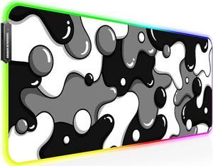 Kraken Keyboards DRIP XL Black & White Gaming RGB Mouse Pad - Professional Artisan Mouse Pad - Black & White Gaming RGB Desk Mat - 31" x 12" Thick Extended XXL Gaming Mouse Pad (Stealth)