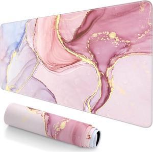 Atufsuat Extended Large Mouse Pad, XXL Gaming Desk Pad 31.5 x 15.7 Inch, Big Computer Keyboard Mousepad, Waterproof Mouse Mat with Stitched Edges and Non-Slip Base for Office Gaming, Pink Marble