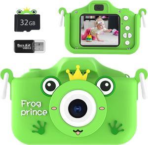 ZXICH Kids Selfie Camera, Toys for 3-8 Year Old Boys and Girls, HD Kids Digital Camera for Toddler with Cartoon Soft Silicone Cover, 32GB SD Card, Christmas Birthday Festival Gifts for Kids