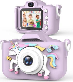 Kids Camera, Toddler Digital Camera for Girls and Boys, Christmas Birthday Toy Gifts for Kids Age 3 4 5 6 7 8 9 10 with 32GB SD Card, 1080P HD Kids Video Camera-Purple