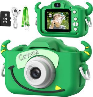 goopow Kids Camera Toys for 3-8 Years Old Boys and Girl, Kids Digital Video Camera for Children with Shockproof Soft Cover, Best Christmas Birthday Gifts for Boys Girls - 32GB SD Card Included