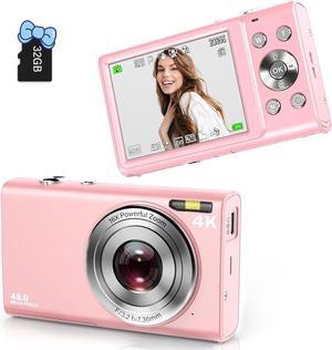 Digital Camera, FHD 4K Autofocus Vlogging Camera 48MP Digital Point and Shoot Camera with 16X Zoom 32GB Memory Card YouTube Portable Compact Small Camera for Teens Adult Beginner Kids