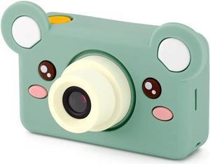 Kidamento Kids Digital Camera & Video Camcorder, Soft BPA-Free Silicone Casing, 32GB Memory Card - Model C - Mikayo The Bear