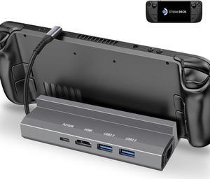 Docking Station Compatible with Steam Deck, 5-in-1 Steam Deck Dock with HDMI 2.0 4K@60Hz, Gigabit Ethernet, 3 USB-A 2.0 and 100W Full Speed Charging USB-C Port