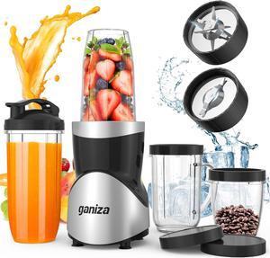 Smoothie Blender, Ganiza Blenders for Smoothies with 15-Piece Blender and Grinder Combo, 4 BPA-Free Personal Blender Cup, for Shakes, Protein Drinks, Fruit Vegetable Drink, Nuts, Spices, Coffee Beans