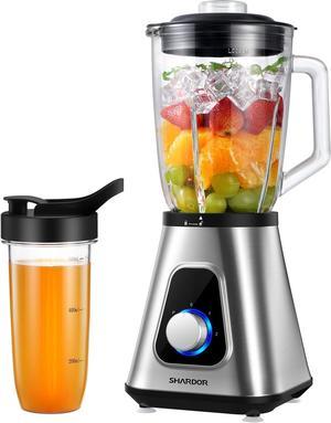 KIDISLE 1200W Smoothie Blender and Personal Blender Combo for Shakes and Smoothies, Countertop Blender with 52oz Glass Jar, 22oz Travel Cup, 3 Adjustable Speed for Frozen Fresh Juice, Stainless Steel