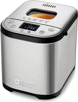 Kitchen in the box Bread Maker Machine, 15-1 Automatic Bread Machine with Gluten-Free Setting, Stainless Steel Bread Maker with Recipes