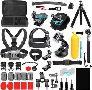 Action Camera Accessories Set, Ci-Fotto 50-in-1 Sports Camera Accessories Compatible with Hero 12 11 10 9 8 7 6 5, Max Insta360 GO 2 SJ6000 SJ5000 DJI OSMO Action Cam DBPOWER