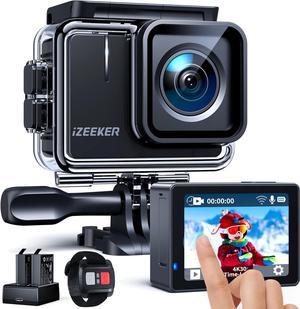 iZEEKER Action Camera iA100 4K 30FPS 20MP with Touch Screen, 40M Waterproof Underwater Camera, WiFi, EIS, 170° Wide Angle Helmet Camera with 2x1050mAh Batteries, 2.4G Remote Control, Accessories Kit