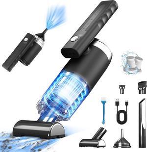 Handheld Vacuum Cordless Car Vacuum Cleaner 14000Pa Powerful 2-in-1 Portable Vacuum & Blower Foldable Cordless Hand Vacuum with LED Light Wireless Vacuum Cleaner for Car, Pet Hair (Black)