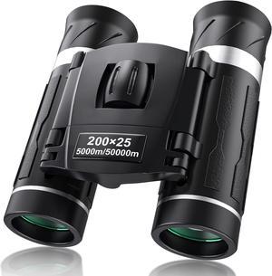 200x25 Compact Binoculars for Adults and Kids, High Powered Mini Binoculars with Clear Low Light Vision, Waterproof Small Pocket Binoculars for Bird Watching, Hunting, Travel, Concert, Opera