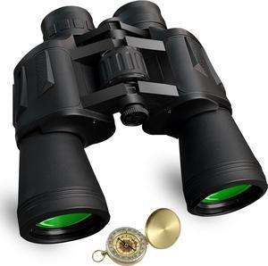 CofunKool Binoculars for Adults High Power, 20x50 HD Binoculars for Bird Watching Hunting, with Compass Strap and Bag, Clear Vision, BAK4 Prism, FMC Lens (Black)