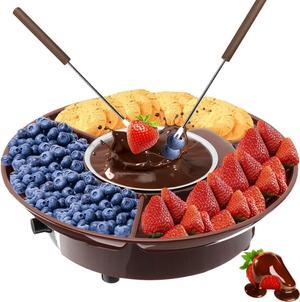 Urvrriu Electric Fondue Pot Set Deluxe Electric Dessert Fountain Fondue Pot Set with Serving Tray and Forks Reusable Chocolate and Cheese Fondue for Party Wedding