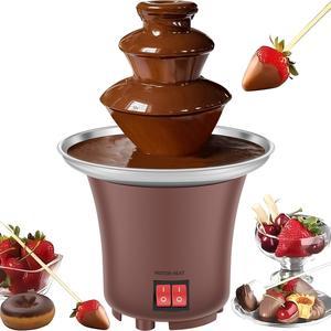 Electric Chocolate Fondue Fountain Machine 3 Layer Cheese Fountain Machine Hold 10oz Chocolate Sauce Household Chocolate Melt Fondue Fountain Auto Off Fountain Melting Machine for Candy US 110V