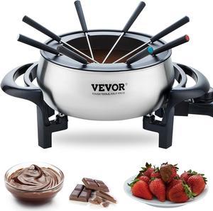 VEVOR Electric Fondue Pot Set for Cheese & Chocolate, 3 Quart Chocolate Melting Warmer, Stainless Steel Fondue Maker with Temperature Control and 8 Forks, for Hors d'Oeuvres, Entrees, and Desserts