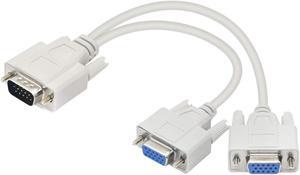 PNGKNYOCN 25 cm VGA Splitter Cable, VGA 15 Pin 1 Male to 2 Female Monitor Adapter Y Splitter Cable, for Screen Duplication