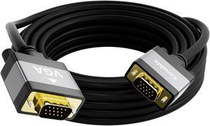 VGA to VGA Cable 25 FT, Long VGA Male to Male Adapter Cord, Standard 15 Pin Gold-Plated Connectors, Aluminum Shells, 1080P, for Computer, Laptop, Desktop, Monitor, Projector, Gaming, HDTV, DVD, Black