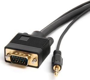 Cmple - VGA SVGA Monitor Cable, Gold Plated Connectors, Support Full HD Displays HDTVs (Male-to-Male) with 3.5mm Stereo Audio - 15 Feet, Black (1081-304-N)