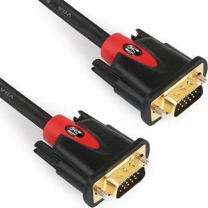 SHD VGA Cable 15Feet, VGA to VGA Monitor Cable HD15 SVGA for PC Laptop TV Projector Black and Red Color