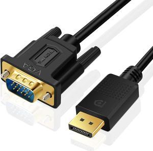 SHULIANCABLE DisplayPort to VGA Cable, Gold-Plated 1080P DP to VGA Cable, Compatible with Monitor, PC Desktop, Laptop, Projector (1.8M)