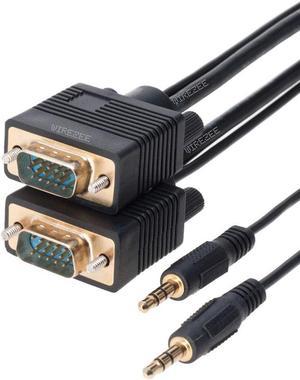 VGA Cable SVGA Super Video Cord Male 15 PIN with 3.5 Audio Monitor Wire (6FT)