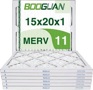 BOOGUAN 15X20X1 MERV11 Pleated AC Furnace Air Filter 6 Count (Pack of 1