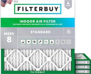 Filterbuy 23.5x23.5x1 Air Filter MERV 8 Dust Defense (4-Pack), Pleated HVAC AC Furnace Air Filters Replacement (Actual Size: 23.38 x 23.38 x 1.00 Inches)