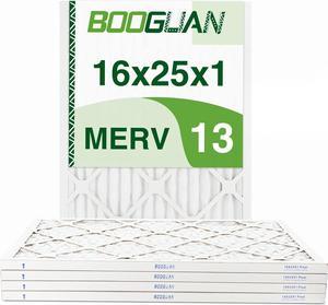 BOOGUAN Filters 16x25x1 MERV 13 Air Filters Pleated HVAC HC Furnace Filters 4 Pack