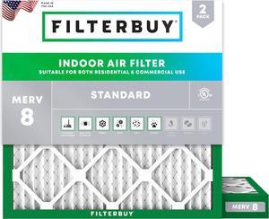 Filterbuy 10x10x2 Air Filter MERV 8 Dust Defense (2-Pack), Pleated HVAC AC Furnace Air Filters Replacement (Actual Size: 9.75 x 9.75 x 1.75 Inches)