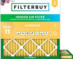 Filterbuy 10x10x1 Air Filter MERV 11 Allergen Defense (2-Pack), Pleated HVAC AC Furnace Air Filters Replacement (Actual Size: 9.50 x 9.50 x 0.75 Inches)