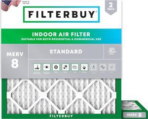 Filterbuy 23.5x23.5x1 Air Filter MERV 8 Dust Defense (2-Pack), Pleated HVAC AC Furnace Air Filters Replacement (Actual Size: 23.38 x 23.38 x 1.00 Inches)