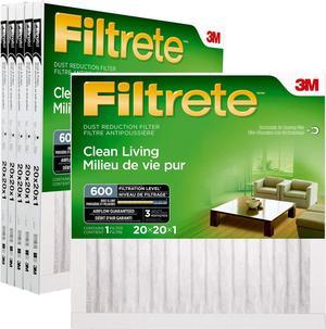 Filtrete 20x20x1 Furnace Filter, MPR 600, MERV 7, Healthy Living Ultimate Allergen 3-Month Pleated 1-Inch Air Filters, 6 Filters