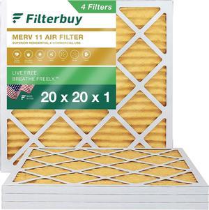 Filterbuy 20x20x1 Air Filter MERV 11 Allergen Defense (4-Pack), Pleated HVAC AC Furnace Air Filters Replacement (Actual Size: 19.50 x 19.50 x 0.75 Inches)