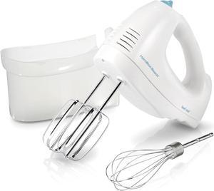 Hamilton Beach 6-Speed Electric Hand Mixer with Whisk, Traditional Beaters, Snap-On Storage Case, White