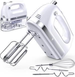 Hand Mixer Electric, 400w Ultra Power Kitchen Handheld Mixer with 2x5 Speed(Turbo Boost & Automatic Speed), Storage Case, 5 Stainless Steel Accessories for Easy Whipping, Baking, Cake