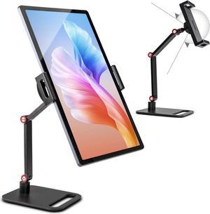 Tablet Stand Holder, Desktop Tablet Phone Stand with 2 Adjustable Arm and 360° Rotates, Foldable Stand Holder Compatiable with iPad iPhone Tablet