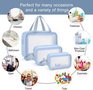 MAANGE Toiletry Bag for Women Men, Translucent Waterproof Makeup Cosmetic Bag Travel Organizer for Accessories, Toiletries(Blue)