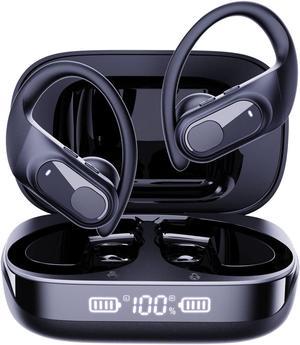 Wireless Earbuds 70Hrs Playtime Bluetooth 5.3 Earphones with Mic Wireless Charging Case LED Display Headphones IPX7 Waterproof Over Ear Earhooks Headset Sport Ear Buds Wireless Bluetooth Earbuds