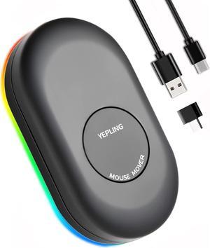 YEPLING Mouse Jiggler, Latest Undetectable Mouse Moving Device, Features Switchable Color RGB Lights and Drives Free USB Ports to Enable Free Mouse Movement and Keep Computer Awake