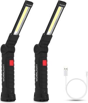 Fnulrzmt LED Work Light Rechargeable,2Pack LED Mechanic Light,Magnetic Work Light Durable,Waterproof,5 Modes 360° Rotatable, Magnetic Base & Hook - for Mechanics Car Repair, Home, Emergency,Camping