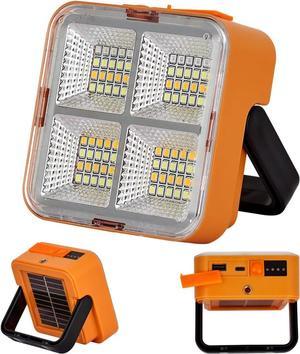 Sinear Rechargeable Magnetic LED Work Light, 2600lm Portable Magnetic Solar Flood Light, 4 Colors 4 Dimming Levels, SOS Power Bank Functions, for Camping, Job Site Lighting, Emergency