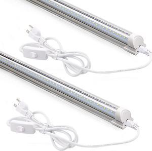 Barrina LED Shop Light 2ft, 20W 2500LM 5000K, T8 LED Light Fixture, Clear Cover, Ceiling and Utility Shop Light, Linkable Tube Lights, Shop Lights for Room, Garage, Workbench, Warehouse, 2-Pack