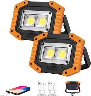 OTYTY Work Light Rechargeable, LED Work Light Portable Flood Lights Magnetic LED Light for Outdoor Camping Hiking Emergency Car Repairing Job Site Lighting 2 Pack (W840 Yellow)