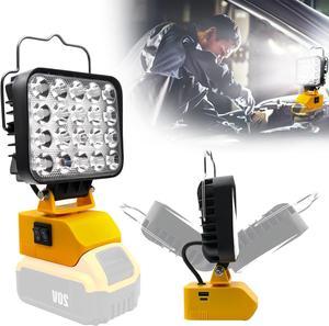 TODEHI Work Light for DeWalt 18/20V Battery, Cordless 54W LED Flood Light 2 Brightness with USB &Type C Charging Port, Battery Protection Rechargeable Work Lights for Outdoor Camping Job Site Lighting