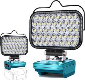 Cordless LED Work Light for Makita 18v Battery, Portable Flood Lights 80W Spotlight Compact Lighting 8000LM With Type C & USB Fast Charging for Camping, Hiking, Fishing,Power Failure,Job Site,Workshop