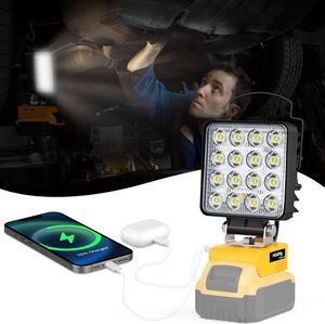 Cordless LED Work Light for Dewalt 18v 20v Battery, 48W 4800Lumens Underhood Work Light with USB & Type-C Charging Port for Dewalt 20v Tools, Workshop, Garage, Jobsite,Car Repairing