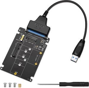 ZEXMTE M.2 NGFF or mSATA to USB 3.0 Adapter 2-in-1 NGFF or mSATA Converter Reader Card with SATA Cable Converter as Portable Flash Drive External 2.5 inch Hard Drive,Support SATA NGFF B/B+M Key SSD