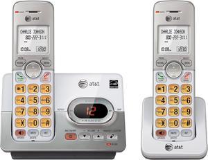 ATT DECT 6.0 2 Cordless Phones with Caller ID, ITAD, Handset Speakerphones, White and Grey - EL52203