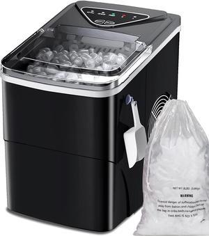 Ice Maker,Countertop Ice Makers,Self Cleaning Ice Machine 9 Bullet Cubes 6 Minutes Portable Machine Glace Black with Ice Bag, Ice Spoon, Ice Basket