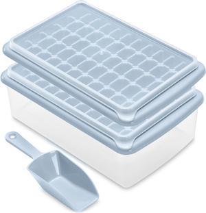 ARTLEO Ice Cube Maker Trays for Freezer with Lid and Storage Box, Easy Release 55 Mini Nugget Ice Cubes Tray with Cover, Ice Holder, Scooper, Flexible Durable Plastic Ice Mold & Bin, BPA Free